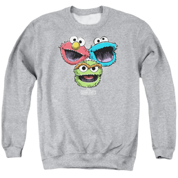 Sesame Street Halftone Heads Men's Crewneck Sweatshirt Men's Crewneck Sweatshirt Sesame Street   