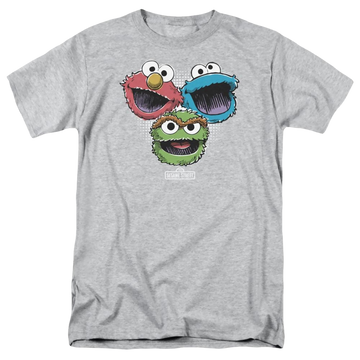 Athletic heather men's regular fit t-shirt with Sesame Street Halftone Heads graphic
