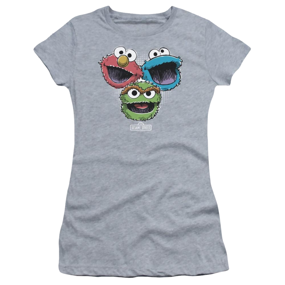 Sesame Street Halftone Heads Juniors T-Shirt Juniors T-Shirt Sesame Street   