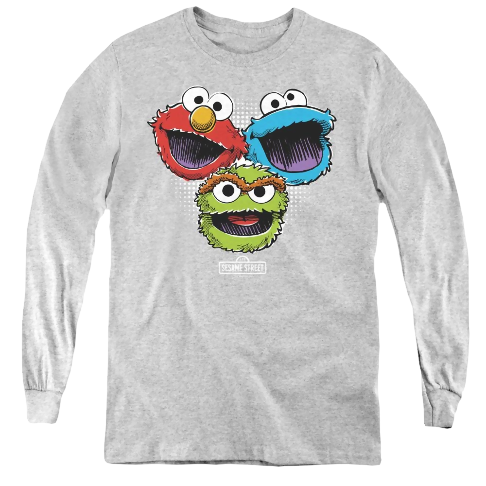 Sesame Street Halftone Heads - Youth Long Sleeve T-Shirt Youth Long Sleeve T-Shirt Sesame Street   