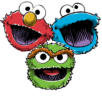 Athletic heather women's t-shirt with Sesame Street Halftone Heads graphic