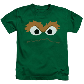 Kelly green kid's t-shirt for ages 4 to 7 with Sesame Street Oscar Face graphic