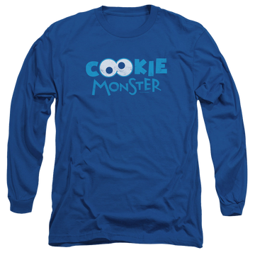 Royal men's long sleeve t-shirt with Sesame Street Cookie Eyes graphic