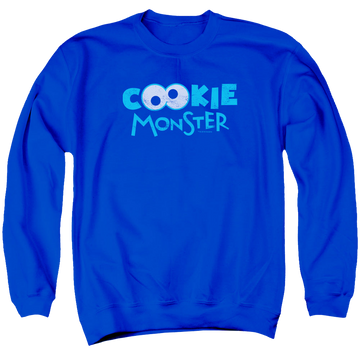 Royal men's crewneck sweatshirt with Sesame Street Cookie Eyes graphic