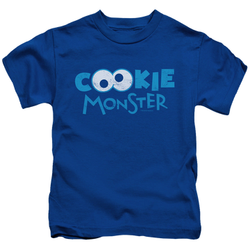 Royal kid's t-shirt for ages 4 to 7 with Sesame Street Cookie Eyes graphic