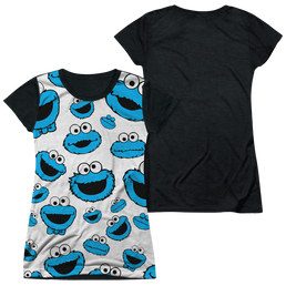 Sesame Street Cookie Face Pattern - Juniors Black Back T-Shirt Juniors Black Back T-Shirt Sesame Street   
