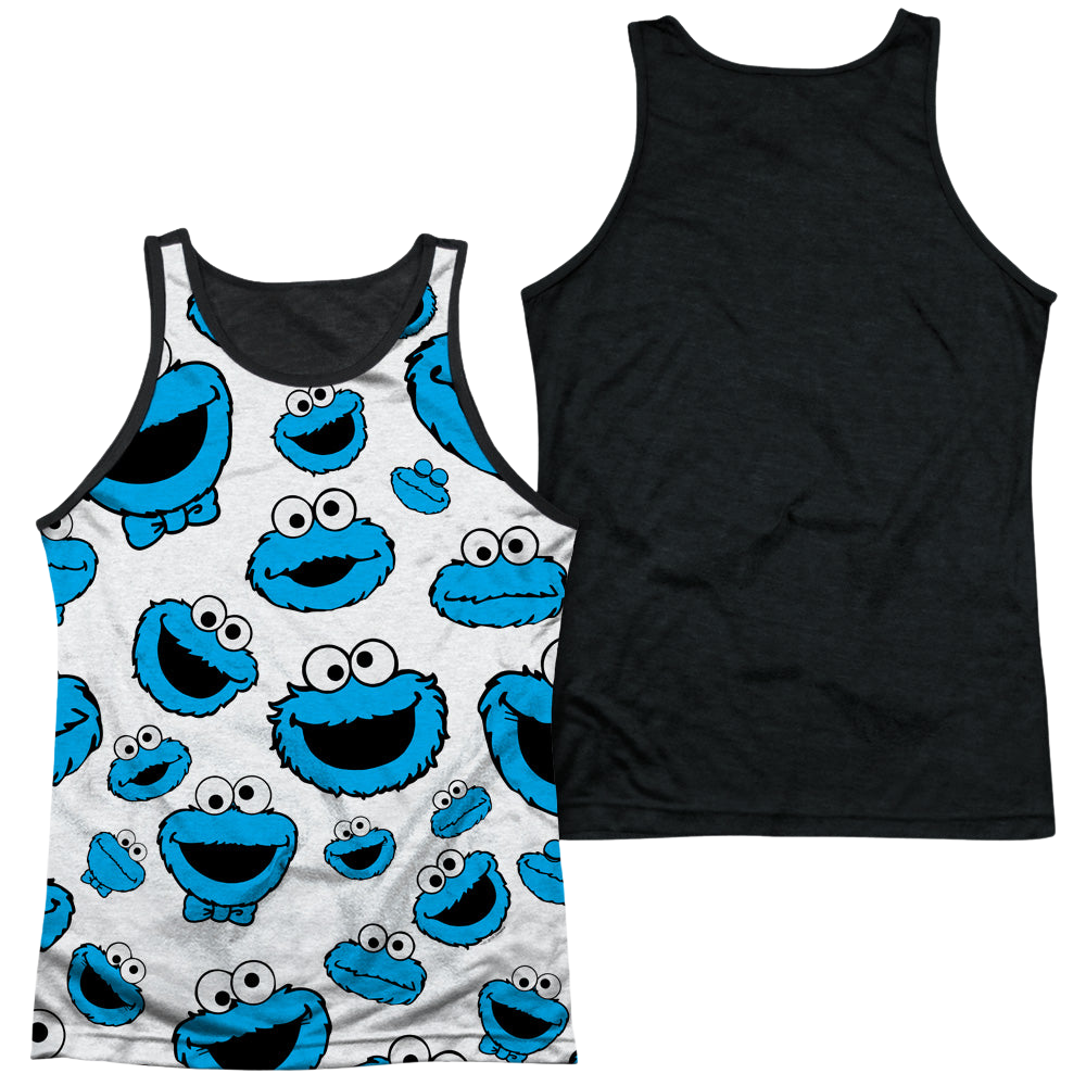 Sesame Street Cookie Face Pattern - Men's Black Back Tank Top Men's Black Back Tank Sesame Street   