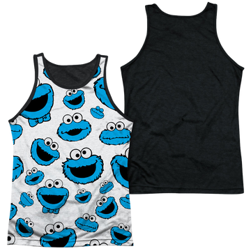 Sesame Street Cookie Face Pattern men's black back tank