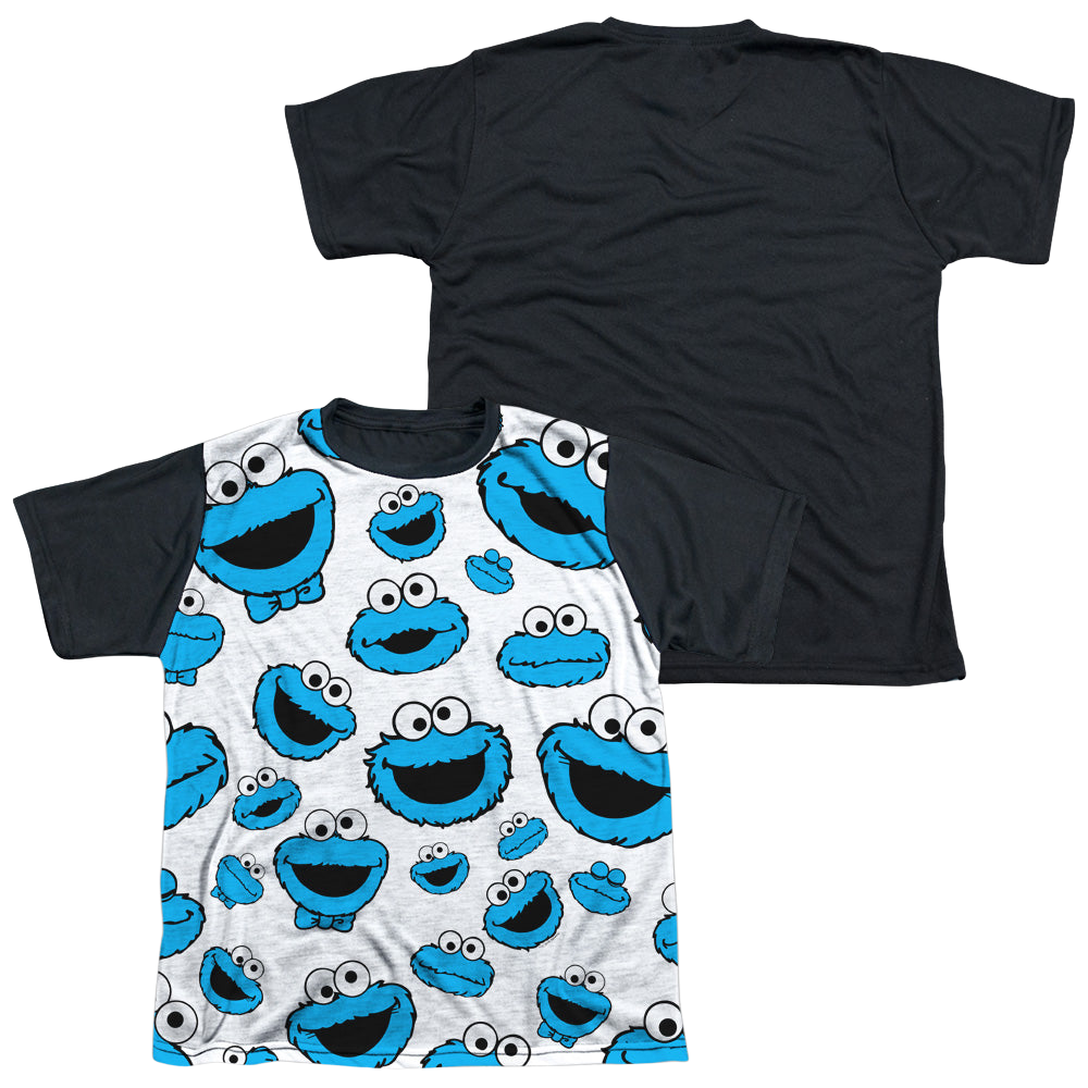 Sesame Street Cookie Face Pattern - Youth Black Back T-Shirt Youth Black Back T-Shirt (Ages 8-12) Sesame Street   