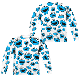 Sesame Street Cookie Face Pattern (Front/Back Print) - Men's All-Over Print Long Sleeve Men's All-Over Print Long Sleeve Sesame Street   