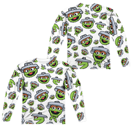 Sesame Street Oscar Face Pattern (Front/Back Print) - Men's All-Over Print Long Sleeve Men's All-Over Print Long Sleeve Sesame Street   