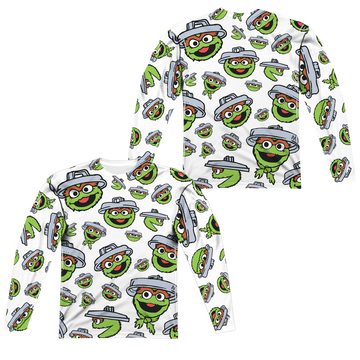 Sesame Street Oscar Face Pattern men's all-over print long sleeve