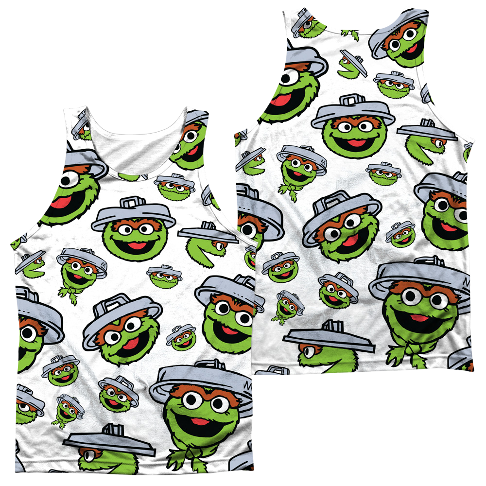 Sesame Street Oscar Face Pattern F/B - Men's All Over Print Tank Top Men's All Over Print Tank Sesame Street   