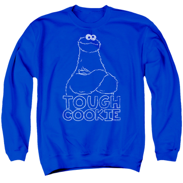 Royal men's crewneck sweatshirt with Sesame Street Tough Cookie graphic