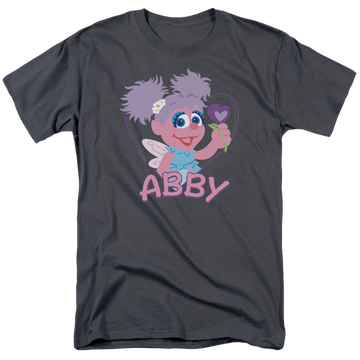 Charcoal men's regular fit t-shirt with Sesame Street Flat Abby graphic