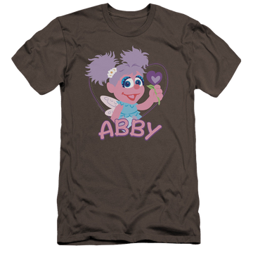 Charcoal men's premium slim fit t-shirt with Sesame Street Flat Abby graphic