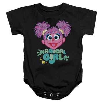 Black baby bodysuit with Sesame Street Scribble Head graphic