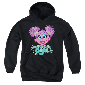 Black youth hoodie for ages 8 to 12 with Sesame Street Scribble Head graphic