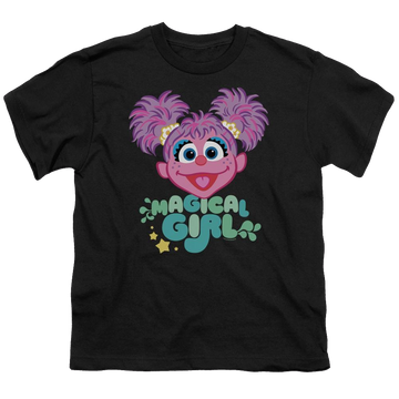 Black youth t-shirt for ages 8 to 12 with Sesame Street Scribble Head graphic