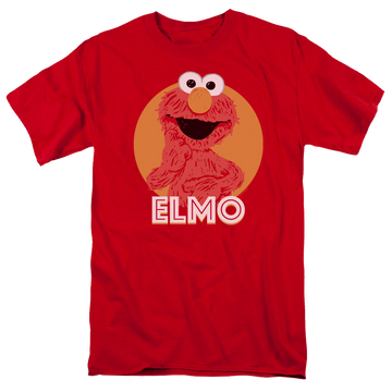 Red men's regular fit t-shirt with Sesame Street Elmo Scribble graphic