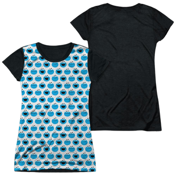 Sesame Street Simple Cookie Pattern juniors black back t-shirt