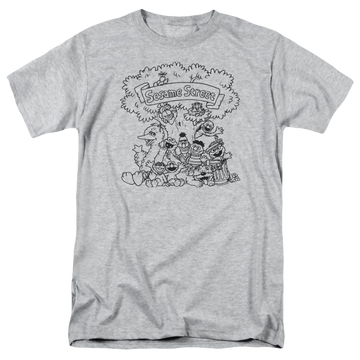 Athletic heather men's regular fit t-shirt with Sesame Street Simple Street graphic