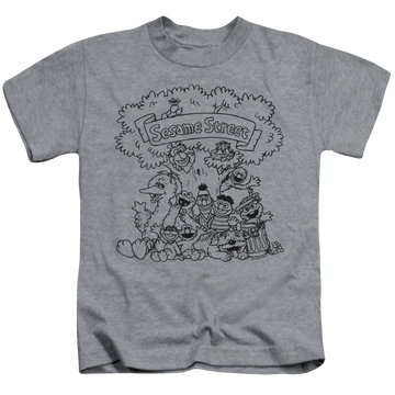 Athletic heather kid's t-shirt for ages 4 to 7 with Sesame Street Simple Street graphic