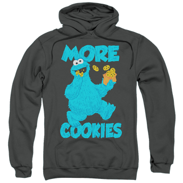 Charcoal pullover hoodie with Sesame Street More Cookies graphic