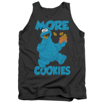 Charcoal men's tank with Sesame Street More Cookies graphic