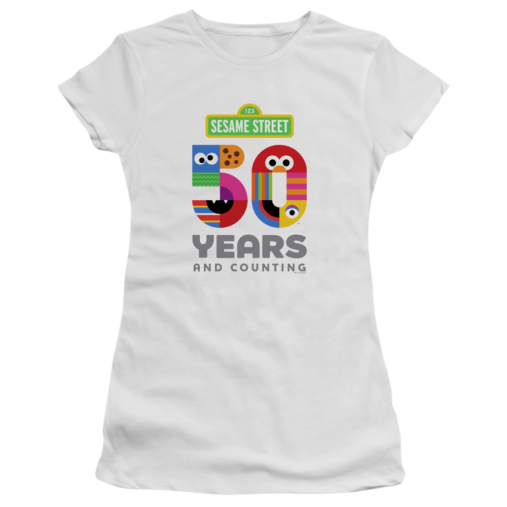 Sesame Street 50 Years Logo - Juniors T-Shirt Juniors T-Shirt Sesame Street   