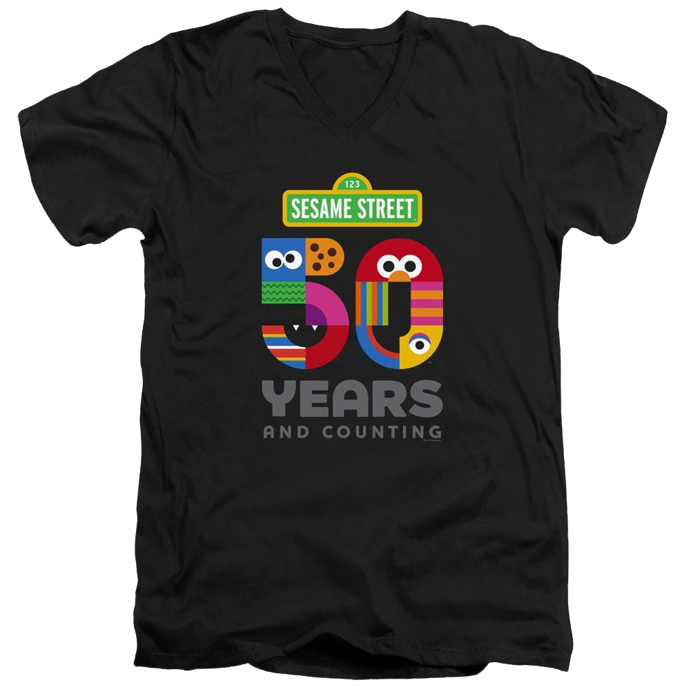 Sesame Street 50 Years Logo - Men's V-Neck T-Shirt Men's V-Neck T-Shirt Sesame Street   