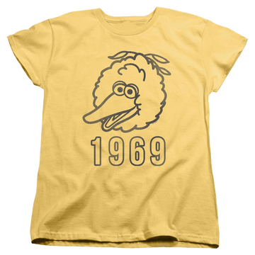 Banana women's t-shirt with Sesame Street Big Bird 1969 graphic