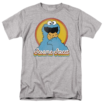 Athletic heather men's regular fit t-shirt with Sesame Street Cookie Monster Layers graphic