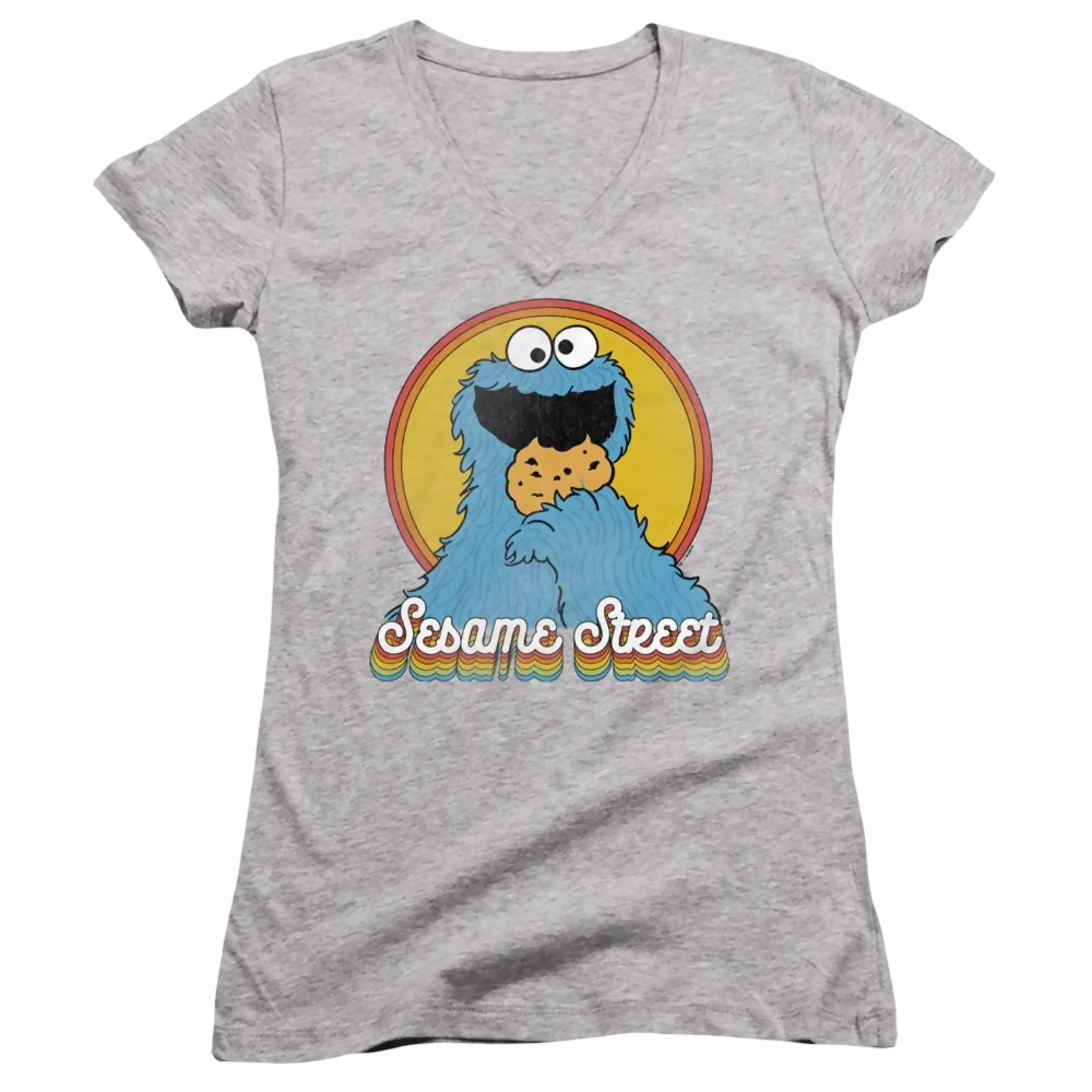 Sesame Street Cookie Monster Layers - Juniors V-Neck T-Shirt Juniors V-Neck T-Shirt Sesame Street   