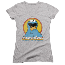 Sesame Street Cookie Monster Layers - Juniors V-Neck T-Shirt Juniors V-Neck T-Shirt Sesame Street   