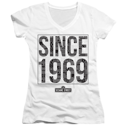 Sesame Street Since 1969 Pattern - Juniors V-Neck T-Shirt Juniors V-Neck T-Shirt Sesame Street   