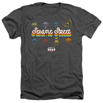Charcoal men's heather t-shirt with Sesame Street Made In 1969 graphic