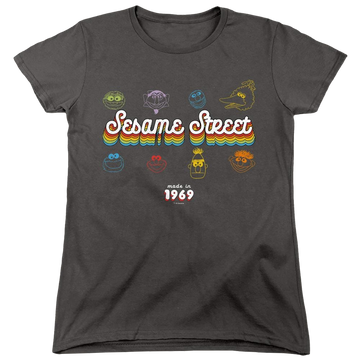 Charcoal women's t-shirt with Sesame Street Made In 1969 graphic