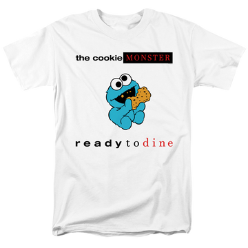 White men's regular fit t-shirt with Sesame Street Ready To Dine graphic