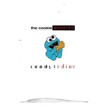 White kid's t-shirt for ages 4 to 7 with Sesame Street Ready To Dine graphic