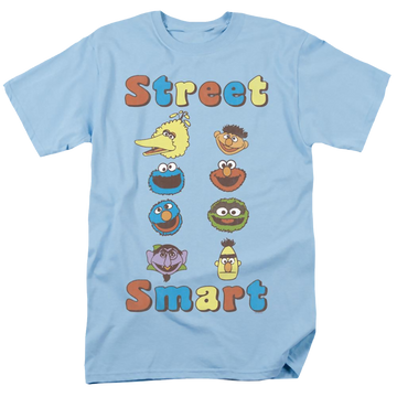 Light blue men's regular fit t-shirt with Sesame Street Street Smart graphic