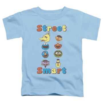 Light blue toddler t-shirt with Sesame Street Street Smart graphic