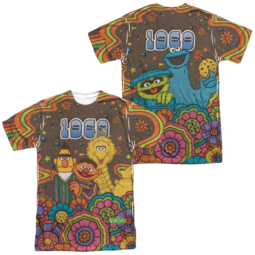 Sesame Street Psychedelic 69 (Front/Back Print) - Men's All-Over Print T-Shirt Men's All-Over Print T-Shirt Sesame Street   