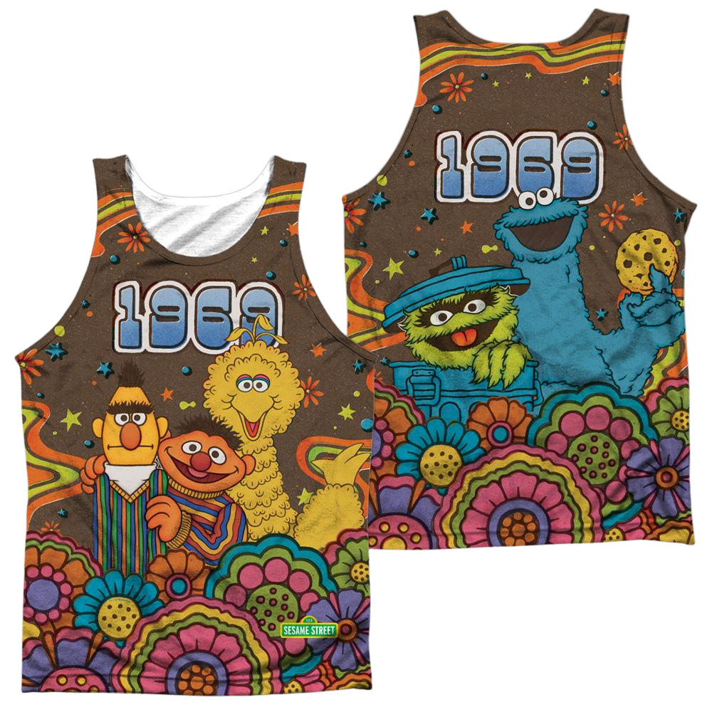 Sesame Street Psychedelic 69 (Front/Back Print) - Men's All Over Print Tank Top Men's All Over Print Tank Sesame Street   
