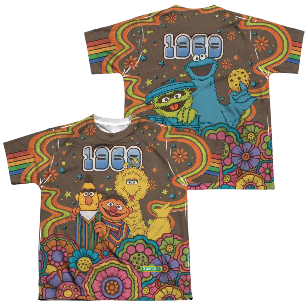 Sesame Street Psychedelic 69 (Front/Back Print) - Youth All-Over Print T-Shirt Youth All-Over Print T-Shirt (Ages 8-12) Sesame Street   