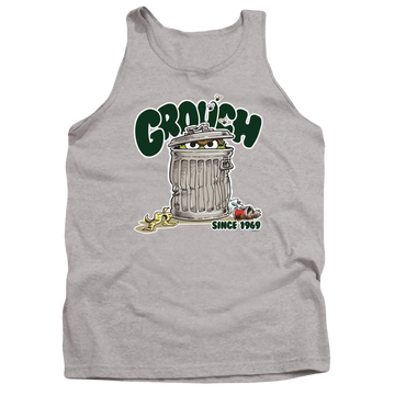 Athletic heather men's tank with Sesame Street Grouch graphic