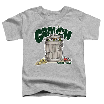 Athletic heather toddler t-shirt with Sesame Street Grouch graphic
