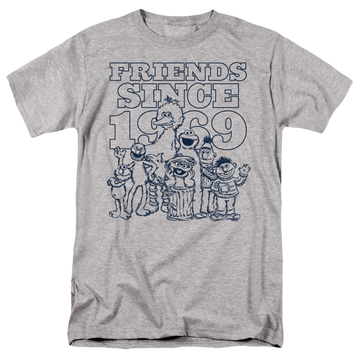 Athletic heather men's regular fit t-shirt with Sesame Street Friends Since graphic