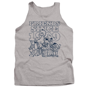 Athletic heather men's tank with Sesame Street Friends Since graphic