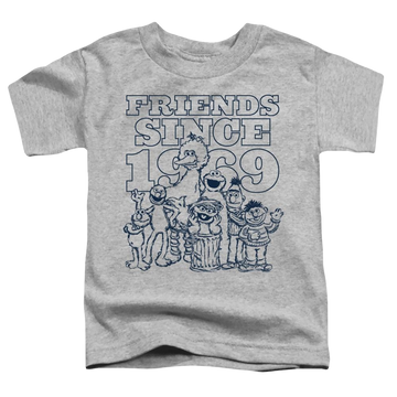 Athletic heather toddler t-shirt with Sesame Street Friends Since graphic